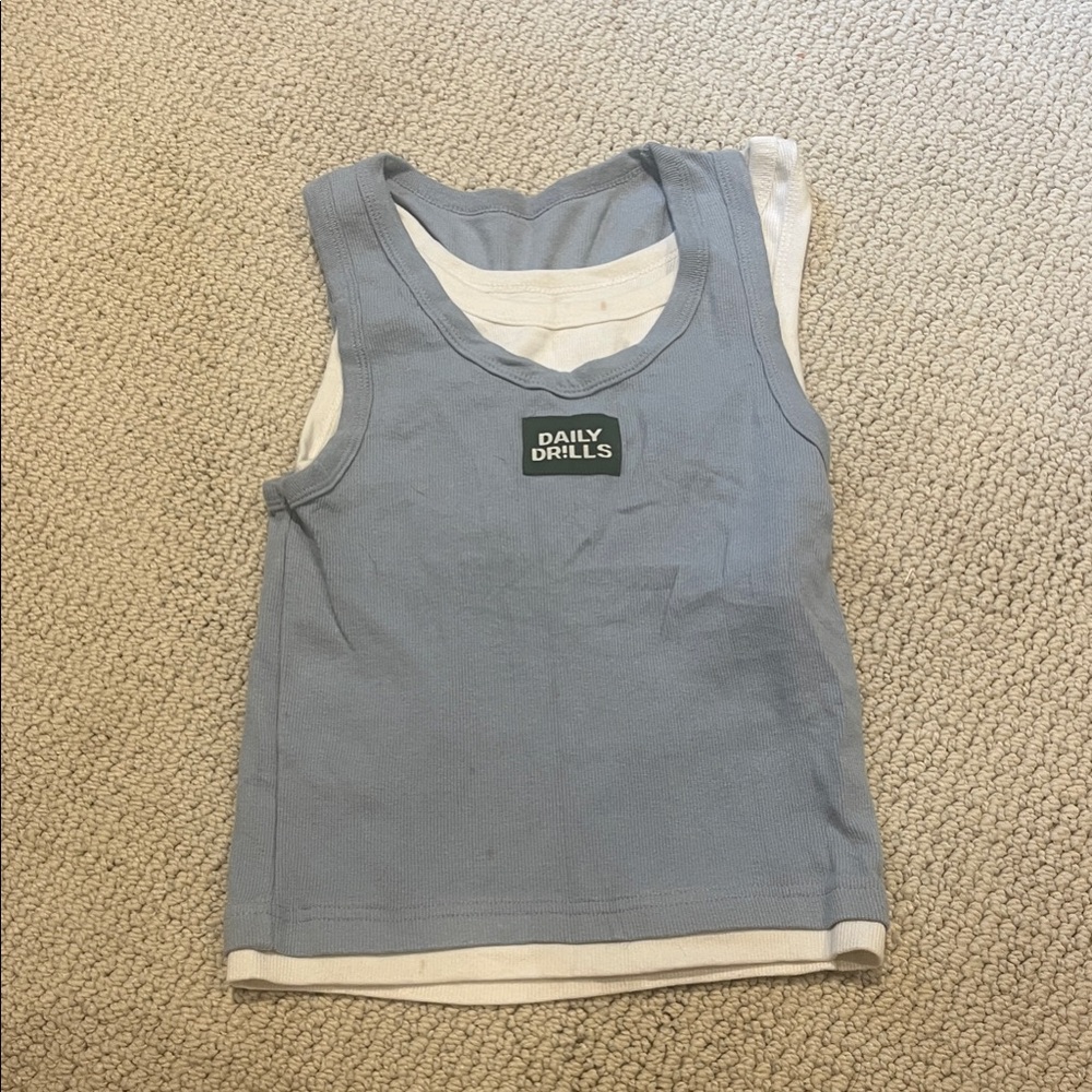 Daily Drills Blue and White Tank Top